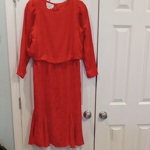 Silk Studio Women's Red Long Sleeve Dress